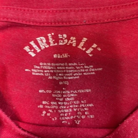 Fireball Whiskey Tastes Like Heaven Burns Like H*ll Red T-Shirt Large - Picture 3 of 7
